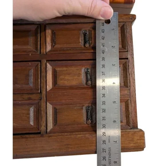 Vintage Mele Wooden Jewelry Box trinket 9 Drawers Lined Japan